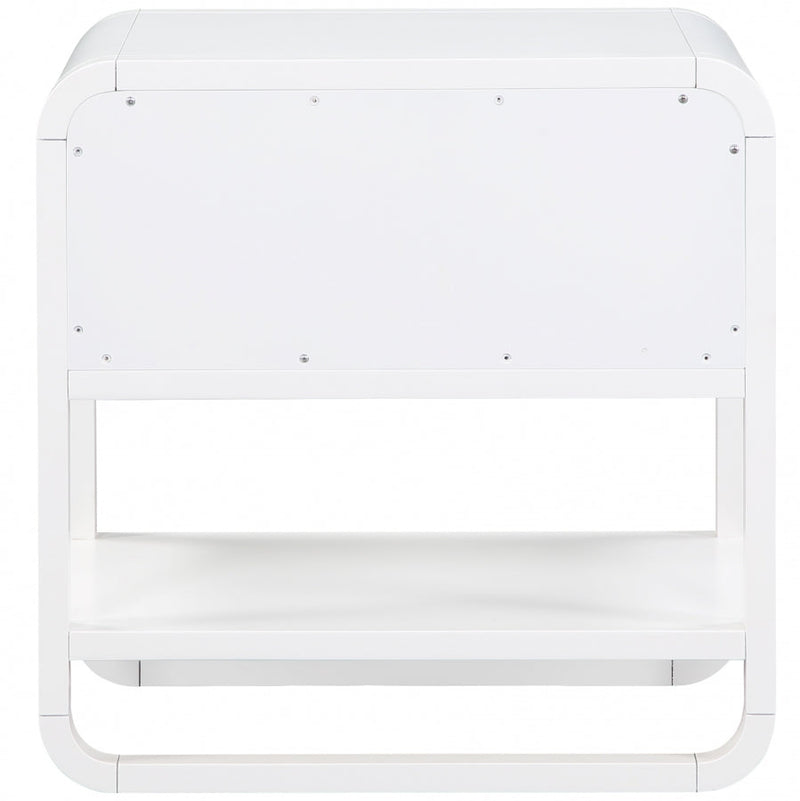 Sage Solid Wood And Natural Cane Nightstand in White - 873White-NS