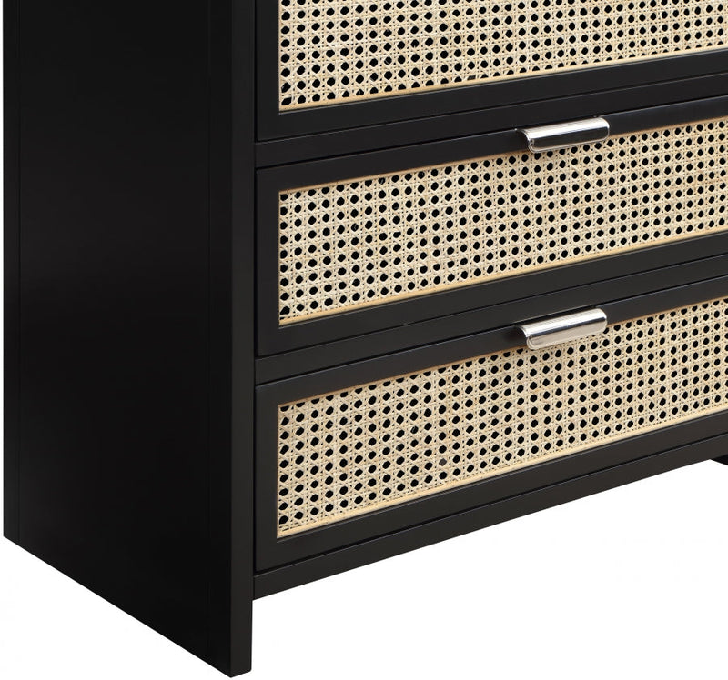 Sage Solid Wood And Natural Cane Wood Chest in Black - 873Black-CH