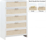 Sage Solid Wood And Natural Cane Wood Chest in White - 873White-CH