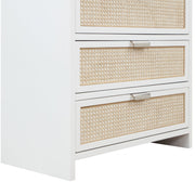 Sage Solid Wood And Natural Cane Wood Chest in White - 873White-CH