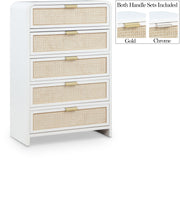 Sage Solid Wood And Natural Cane Wood Chest in White - 873White-CH