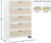 Sage Solid Wood And Natural Cane Wood Chest in White - 873White-CH