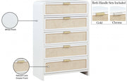 Sage Solid Wood And Natural Cane Wood Chest in White - 873White-CH