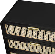 Sage Solid Wood And Natural Cane Wood Dresser in Black - 873Black-D