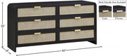 Sage Solid Wood And Natural Cane Wood Dresser in Black - 873Black-D