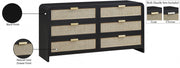 Sage Solid Wood And Natural Cane Wood Dresser in Black - 873Black-D