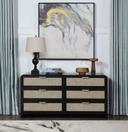 Sage Solid Wood And Natural Cane Wood Dresser in Black - 873Black-D