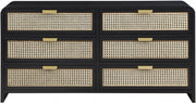 Sage Solid Wood And Natural Cane Wood Dresser in Black - 873Black-D