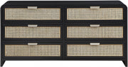 Sage Solid Wood And Natural Cane Wood Dresser in Black - 873Black-D
