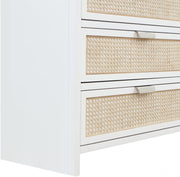 Sage Solid Wood And Natural Cane Wood Dresser in White - 873White-D