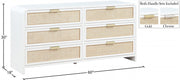 Sage Solid Wood And Natural Cane Wood Dresser in White - 873White-D