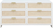 Sage Solid Wood And Natural Cane Wood Dresser in White - 873White-D