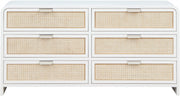 Sage Solid Wood And Natural Cane Wood Dresser in White - 873White-D