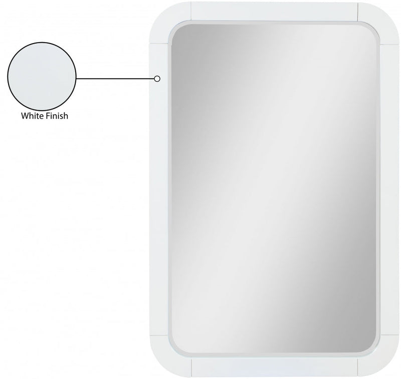 Sage Solid Wood Mirror in White - 873White-M