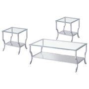 Saide 3-piece Glass Top Coffee and End Table Set Chrome - 720338-S3