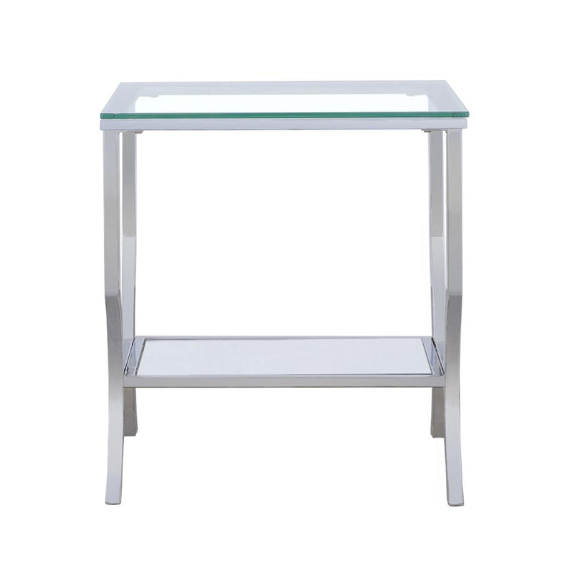 Saide Square Glass Top Side End Table Chrome - 720337