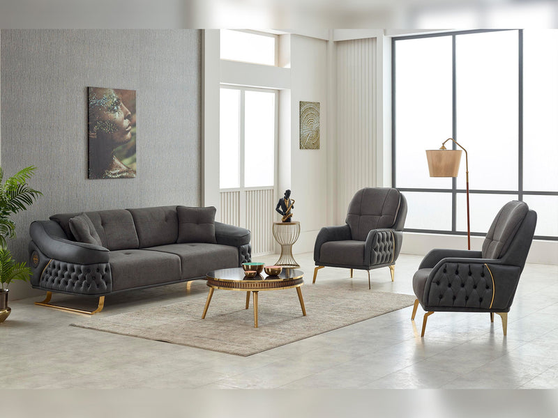 Saiss  3-pieces (Sofa & Loveseat & Chair) Livingroom in Black - 200-SIM-SAI-GIRNE10-321