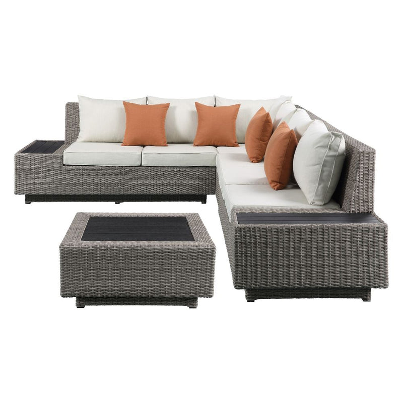 Salena Patio Sectional Sofa W/4 Pillows & Coffee Table - 45020
