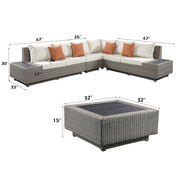 Salena Patio Sectional Sofa W/4 Pillows & Coffee Table - 45020