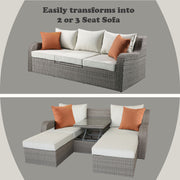 Salena Patio Sofa W/2 Pillows & 2 Ottomans - 45010
