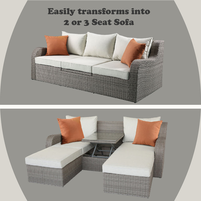 Salena Patio Sofa W/2 Pillows & 2 Ottomans - 45010