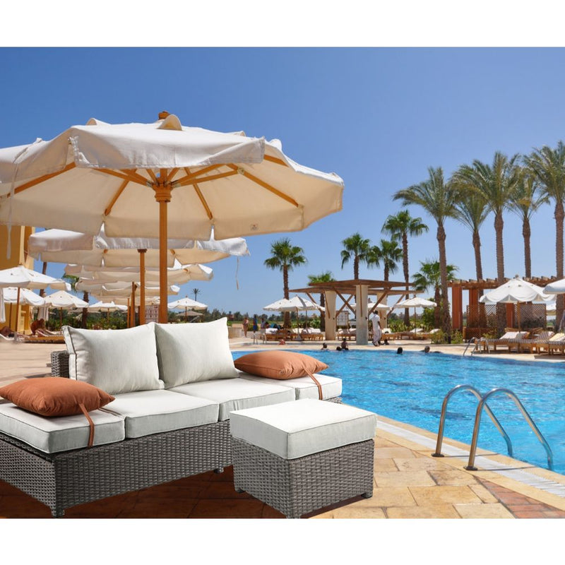 Salena Patio Sofa W/2 Pillows & Ottoman - 45015