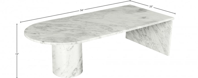 Salerno Marble Coffee Table in White - 263White-CT