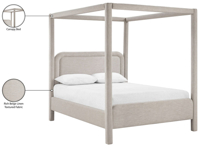 Salina Linen Textured Fabric Upholstered Full Bed in Beige - B1294Beige-F