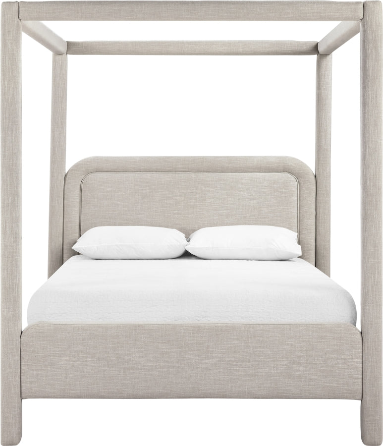 Salina Linen Textured Fabric Upholstered Full Bed in Beige - B1294Beige-F