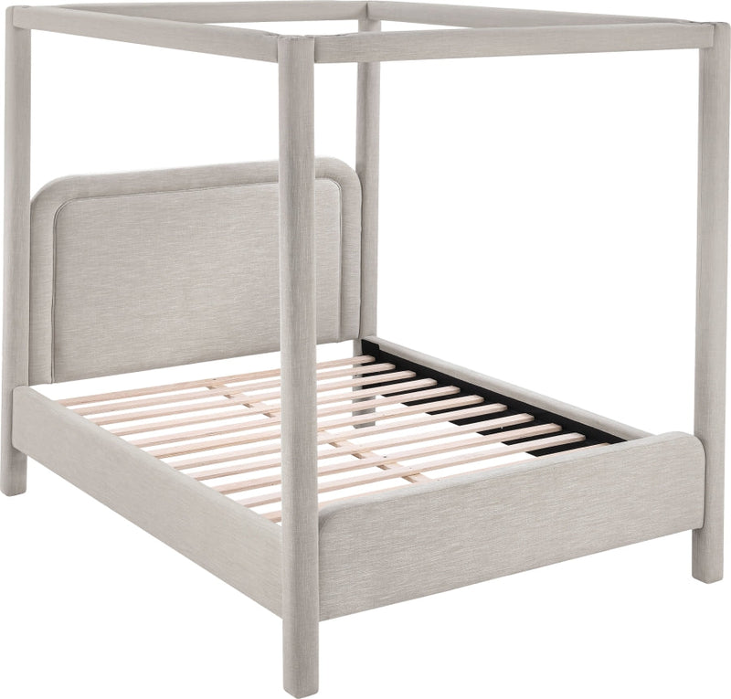 Salina Linen Textured Fabric Upholstered Full Bed in Beige - B1294Beige-F