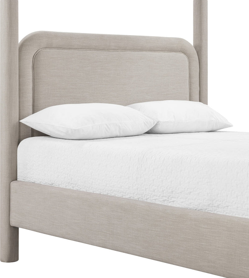 Salina Linen Textured Fabric Upholstered Full Bed in Beige - B1294Beige-F
