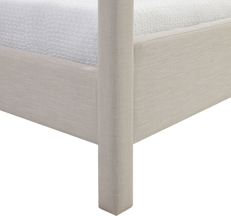 Salina Linen Textured Fabric Upholstered Full Bed in Beige - B1294Beige-F