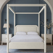 Salina Linen Textured Fabric Upholstered Full Bed in Cream - B1294Cream-F