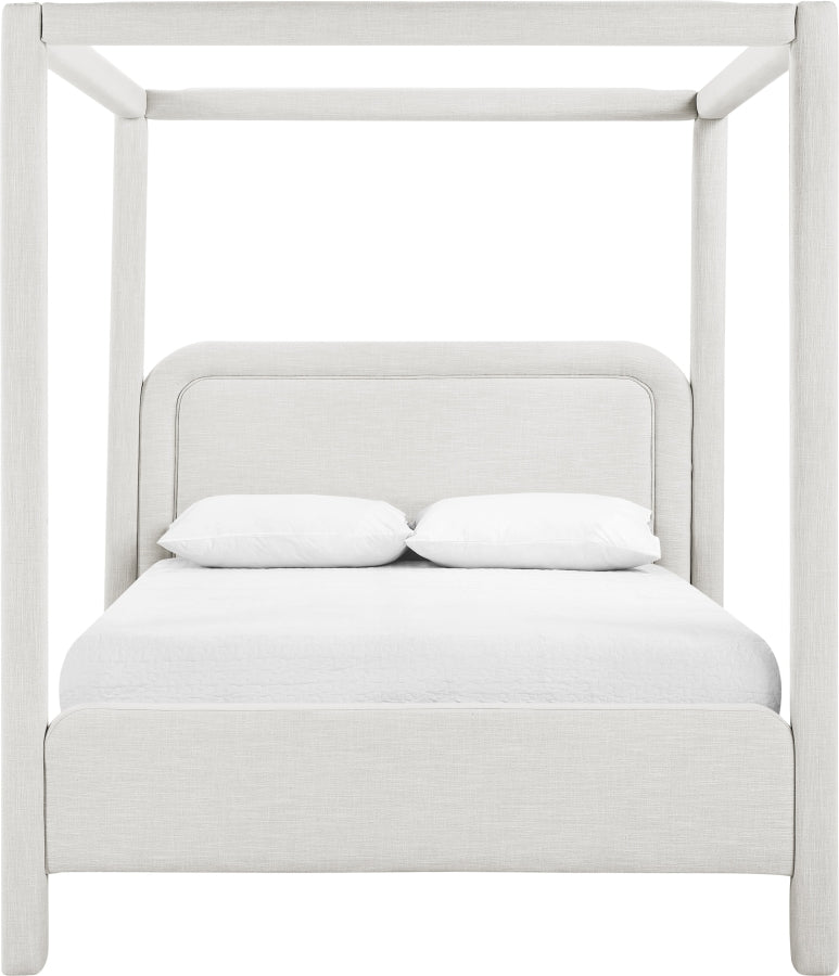 Salina Linen Textured Fabric Upholstered Full Bed in Cream - B1294Cream-F