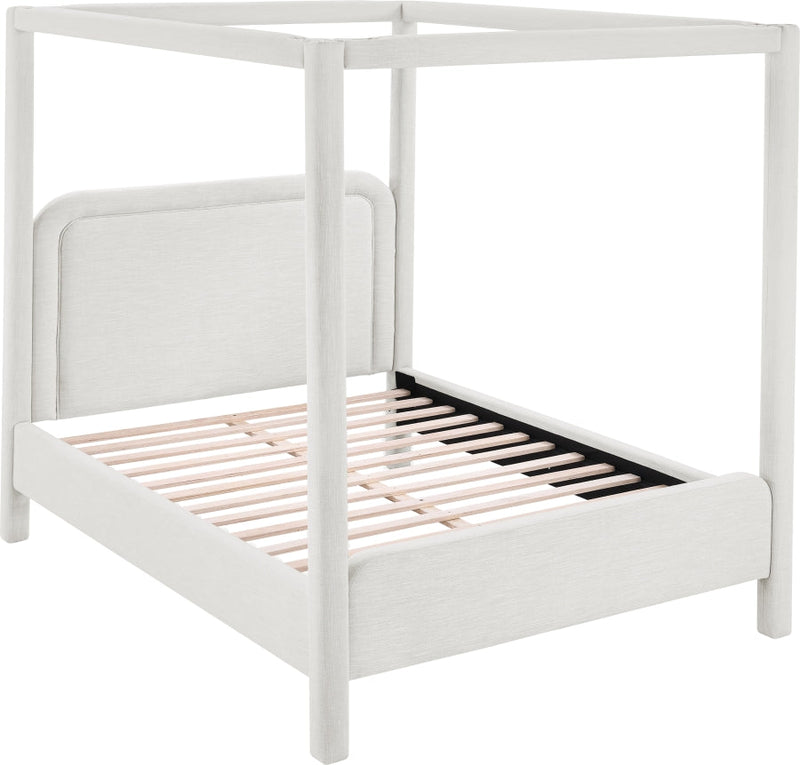 Salina Linen Textured Fabric Upholstered Full Bed in Cream - B1294Cream-F