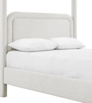 Salina Linen Textured Fabric Upholstered Full Bed in Cream - B1294Cream-F