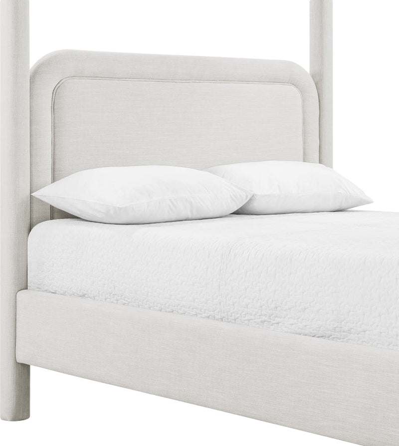 Salina Linen Textured Fabric Upholstered Full Bed in Cream - B1294Cream-F