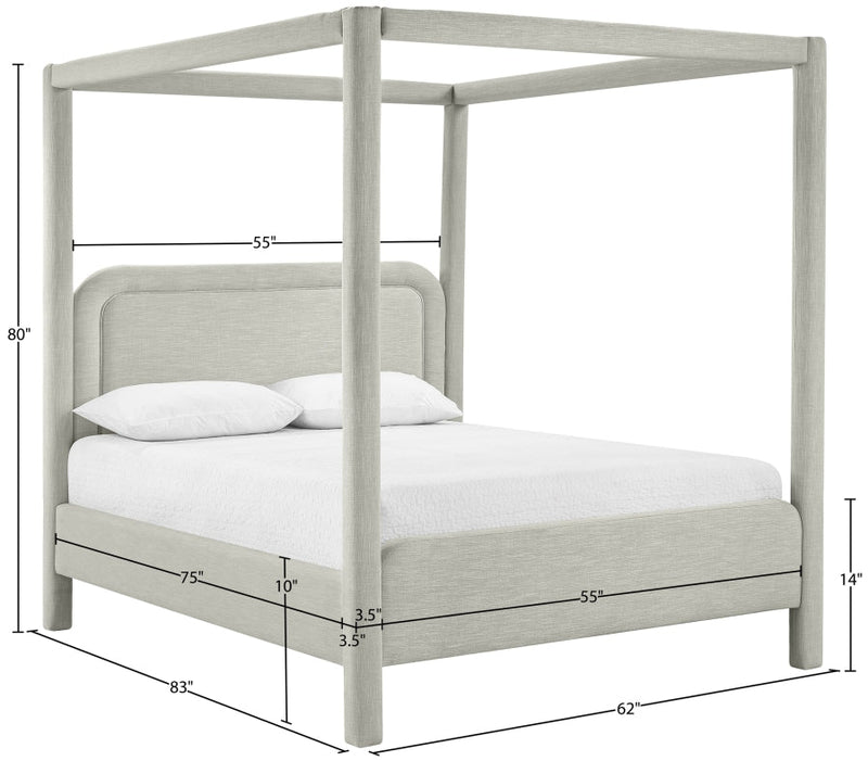 Salina Linen Textured Fabric Upholstered Full Bed in Grey - B1294Grey-F