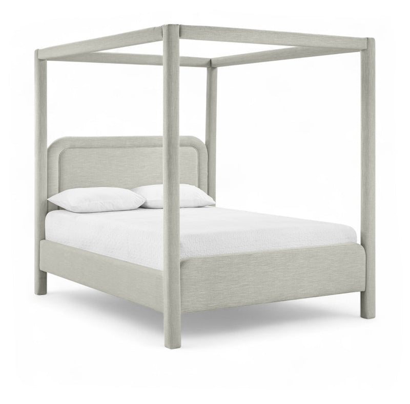 Salina Linen Textured Fabric Upholstered Full Bed in Grey - B1294Grey-F