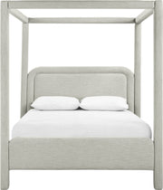 Salina Linen Textured Fabric Upholstered Full Bed in Grey - B1294Grey-F