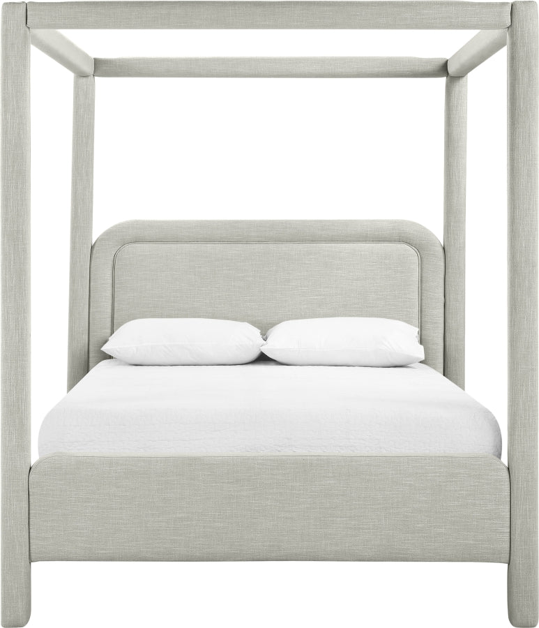 Salina Linen Textured Fabric Upholstered Full Bed in Grey - B1294Grey-F