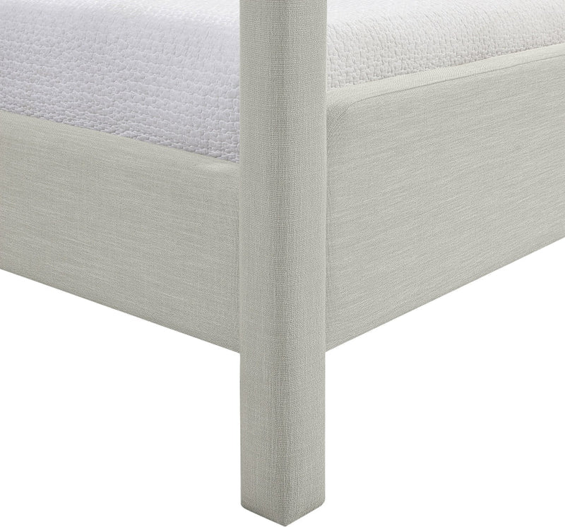 Salina Linen Textured Fabric Upholstered Full Bed in Grey - B1294Grey-F