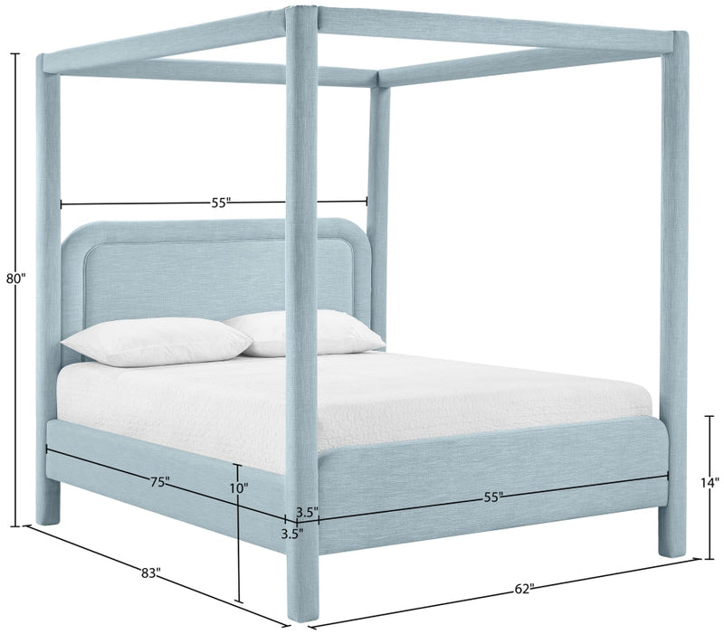 Salina Linen Textured Fabric Upholstered Full Bed in Light Blue - B1294LtBlu-F