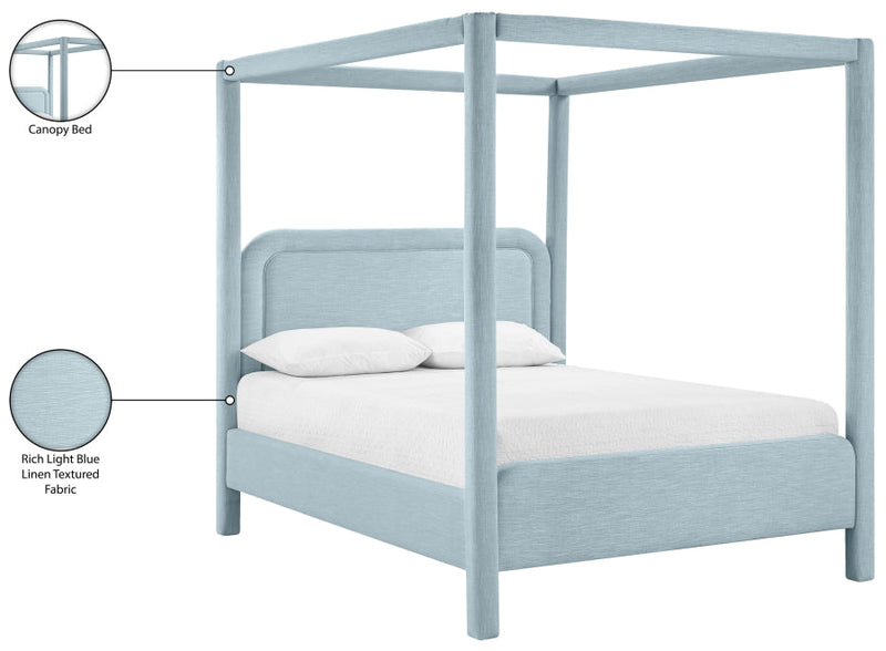 Salina Linen Textured Fabric Upholstered Full Bed in Light Blue - B1294LtBlu-F