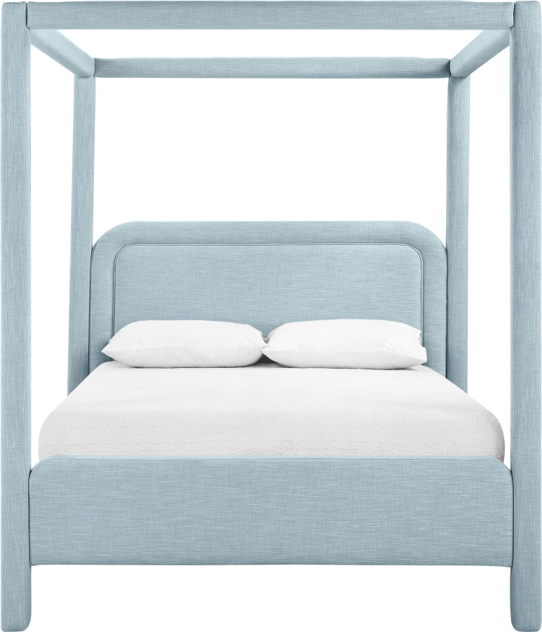 Salina Linen Textured Fabric Upholstered Full Bed in Light Blue - B1294LtBlu-F