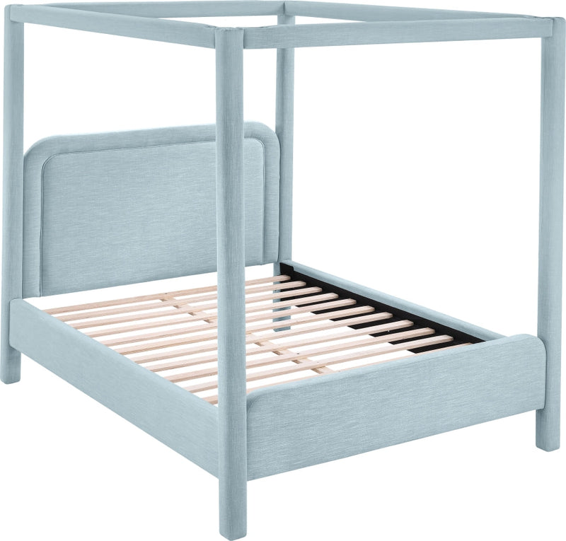 Salina Linen Textured Fabric Upholstered Full Bed in Light Blue - B1294LtBlu-F