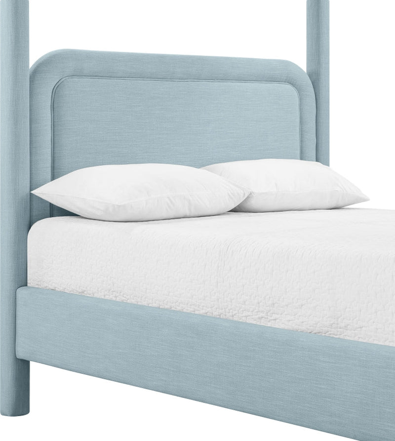 Salina Linen Textured Fabric Upholstered Full Bed in Light Blue - B1294LtBlu-F