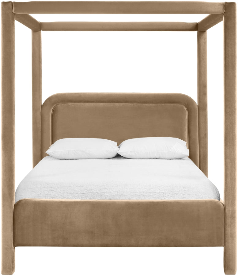 Salina Velvet Upholstered Full Bed in Beige - B1295Beige-F