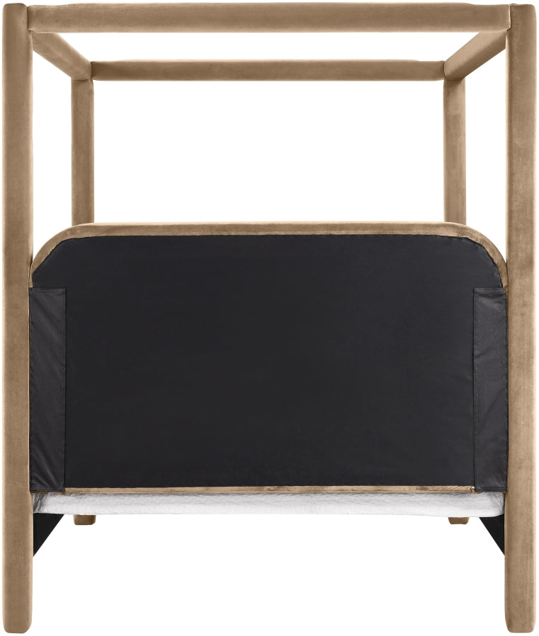 Salina Velvet Upholstered Full Bed in Beige - B1295Beige-F