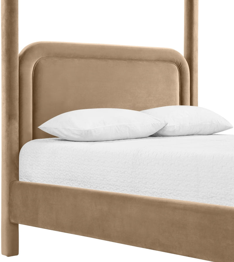 Salina Velvet Upholstered Full Bed in Beige - B1295Beige-F